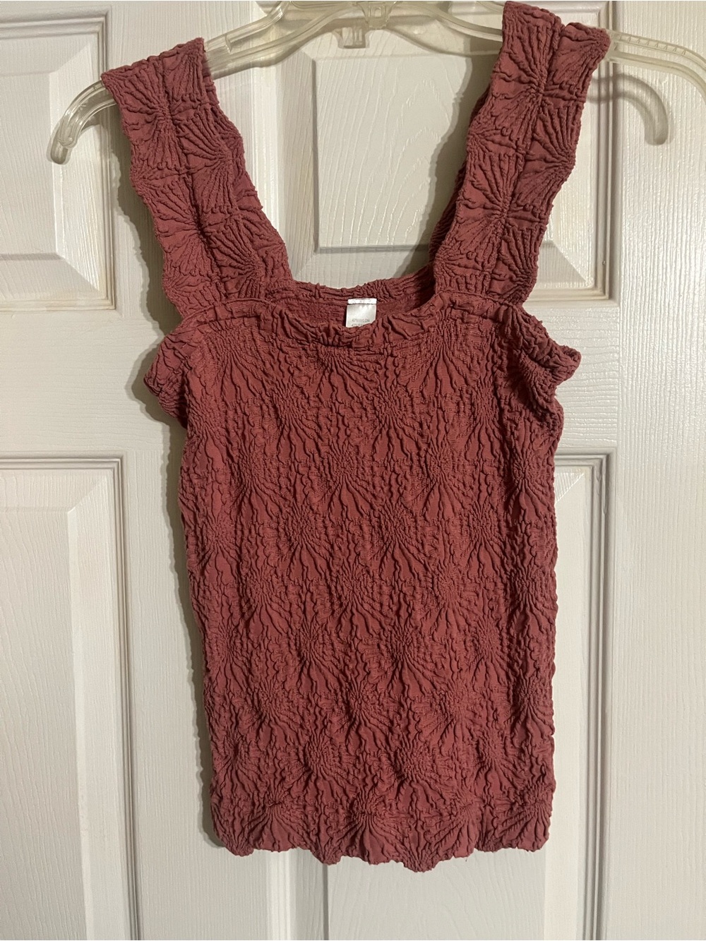 Women's Textured Smocked Top in Dusty Rose